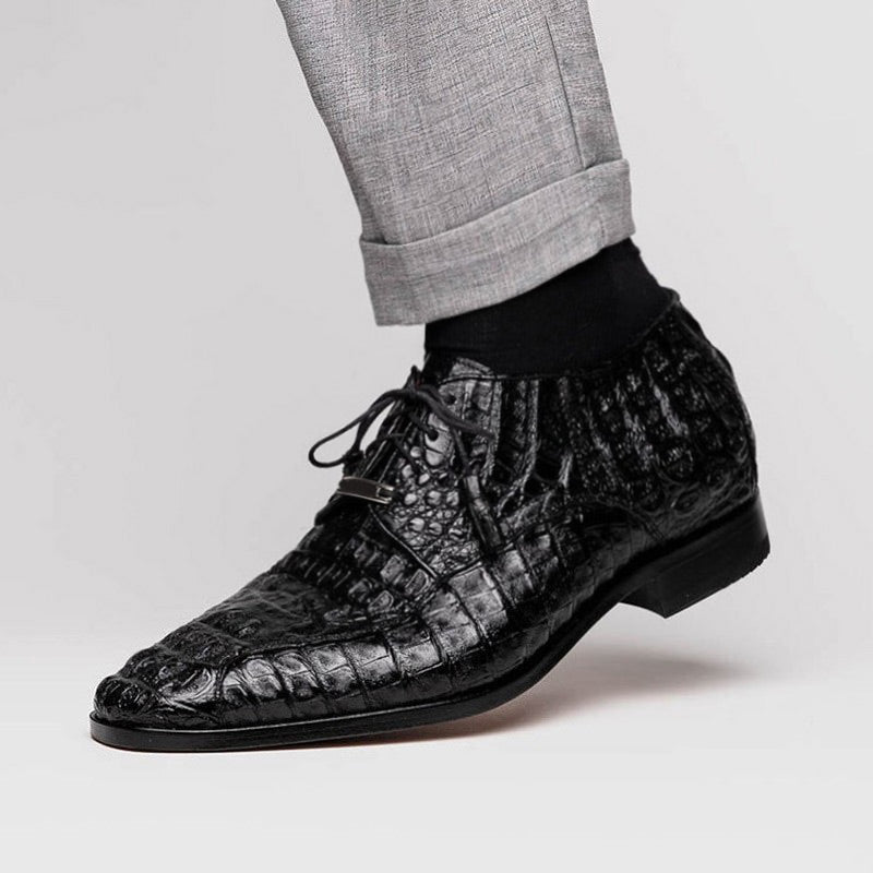 7 CM/2.76 Inches CMR CHAMARIPA Men's Exotic Crocodile Leather Derby Shoes