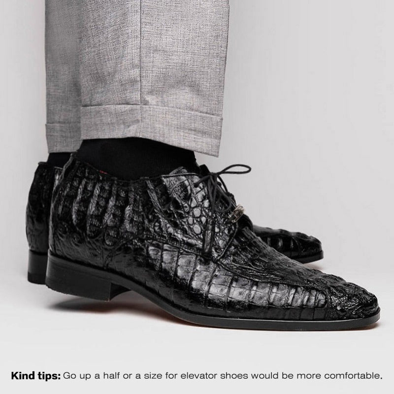 7 CM/2.76 Inches CMR CHAMARIPA Men's Exotic Crocodile Leather Derby Shoes