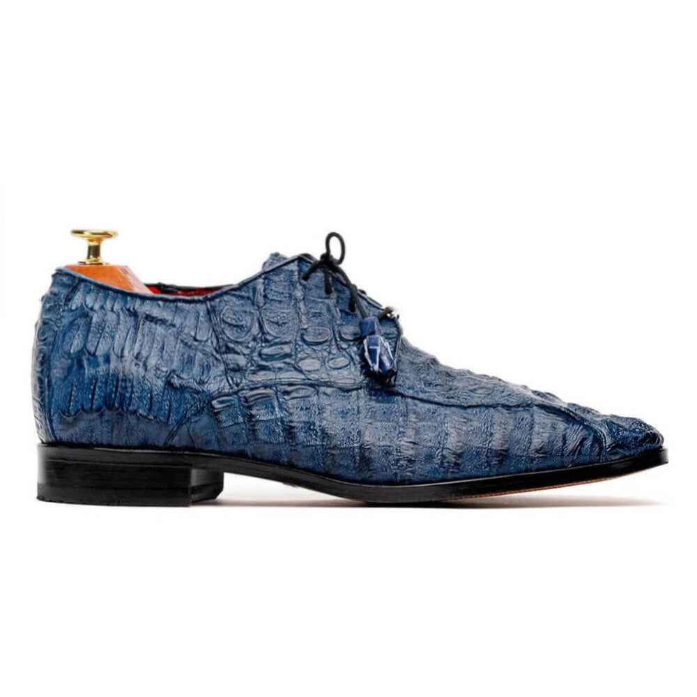 7CM/2.76 Inches CMR CHAMARIPA Elevate Your Style with Men's Navy Crocodile Derby Elevator Shoes