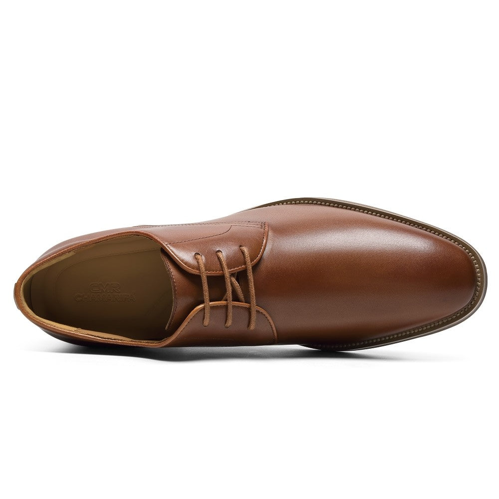 7CM / 2.76 Inches CMR CHAMARIPA Elegant Brown Leather Elevator Derby Shoes for Men
