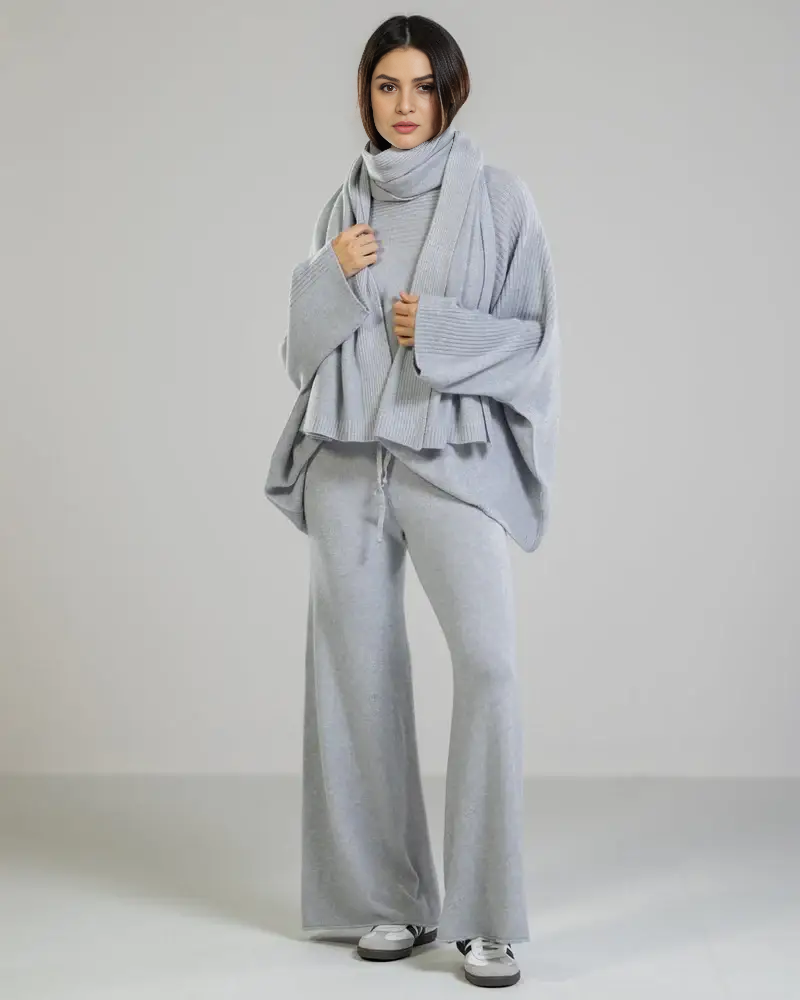 Ribbed Shawl | Light Grey