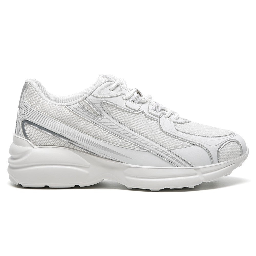 7 CM/2.76 Inches CMR CHAMARIPA  Men's Height Increasing Sneakers - White Mesh Athletic Trainers