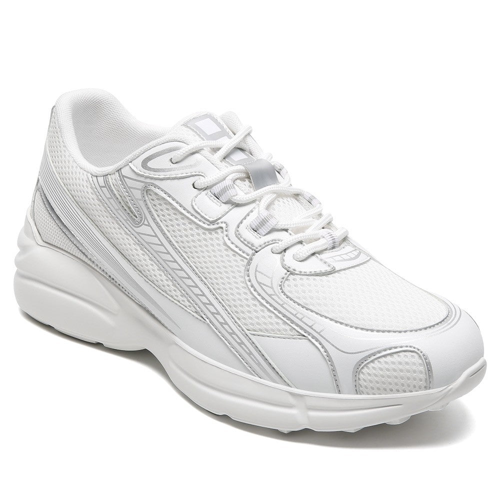 7 CM/2.76 Inches CMR CHAMARIPA  Men's Height Increasing Sneakers - White Mesh Athletic Trainers