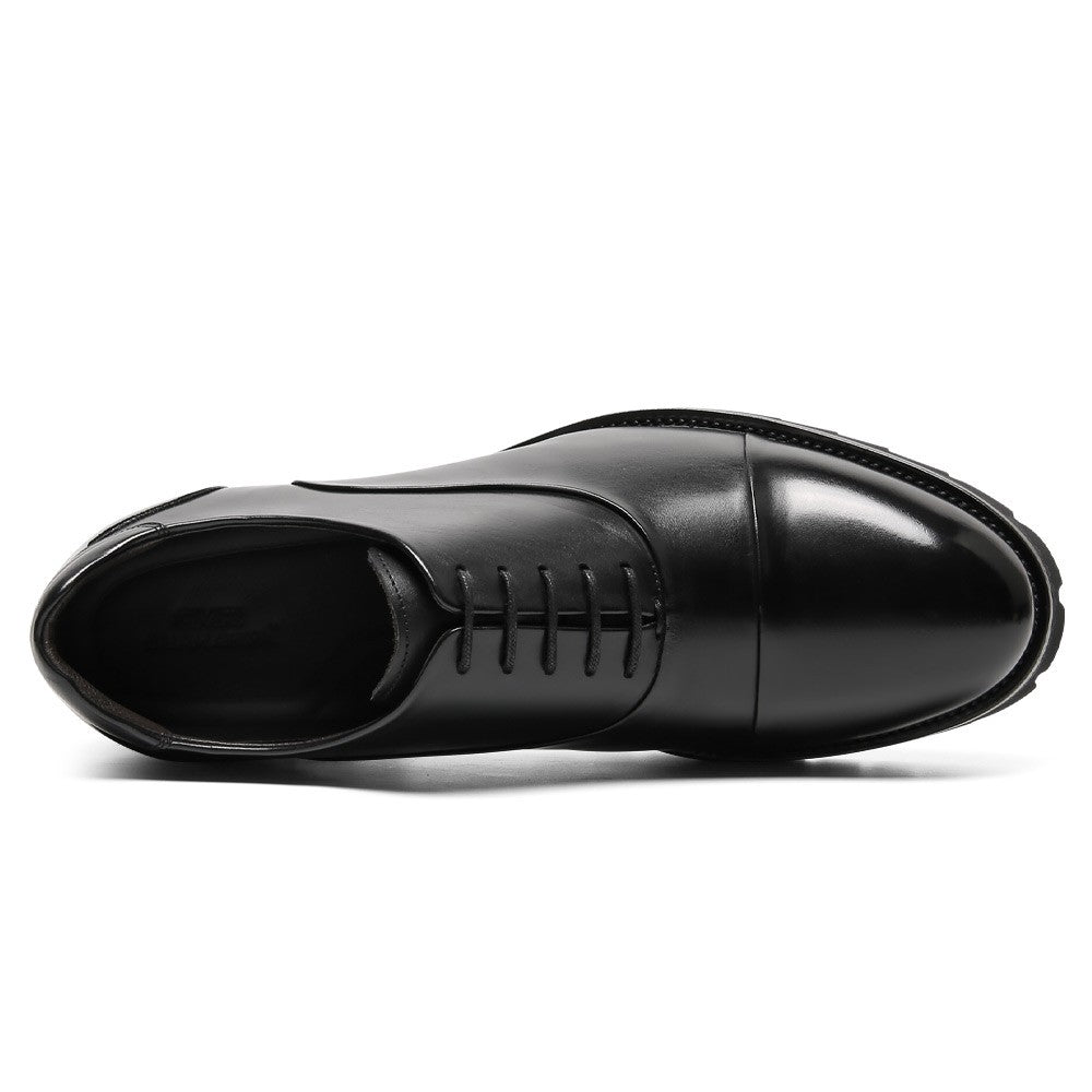 8 CM/3.15 Inches CMR CHAMARIPA Men's Height-Enhancing Black Leather Oxford Shoes