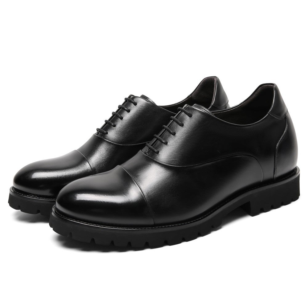 8 CM/3.15 Inches CMR CHAMARIPA Men's Height-Enhancing Black Leather Oxford Shoes