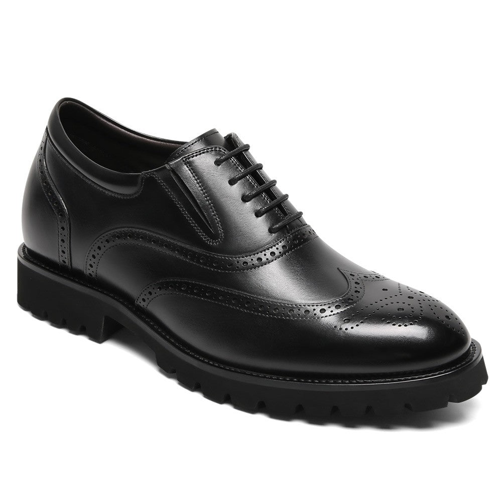 8 CM/3.15 Inches CMR CHAMARIPA Men's Height-Enhancing Black Leather Oxford Shoes