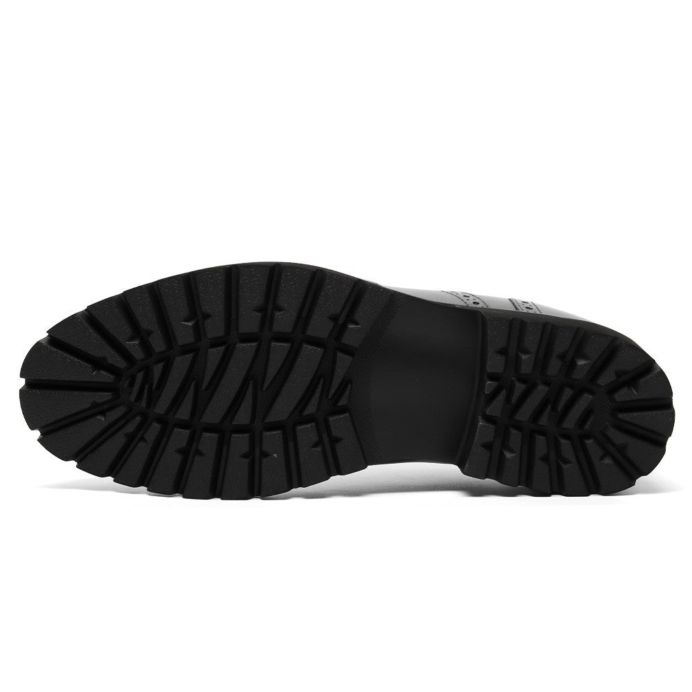 8 CM/3.15 Inches CMR CHAMARIPA Men's Height-Enhancing Black Leather Oxford Shoes