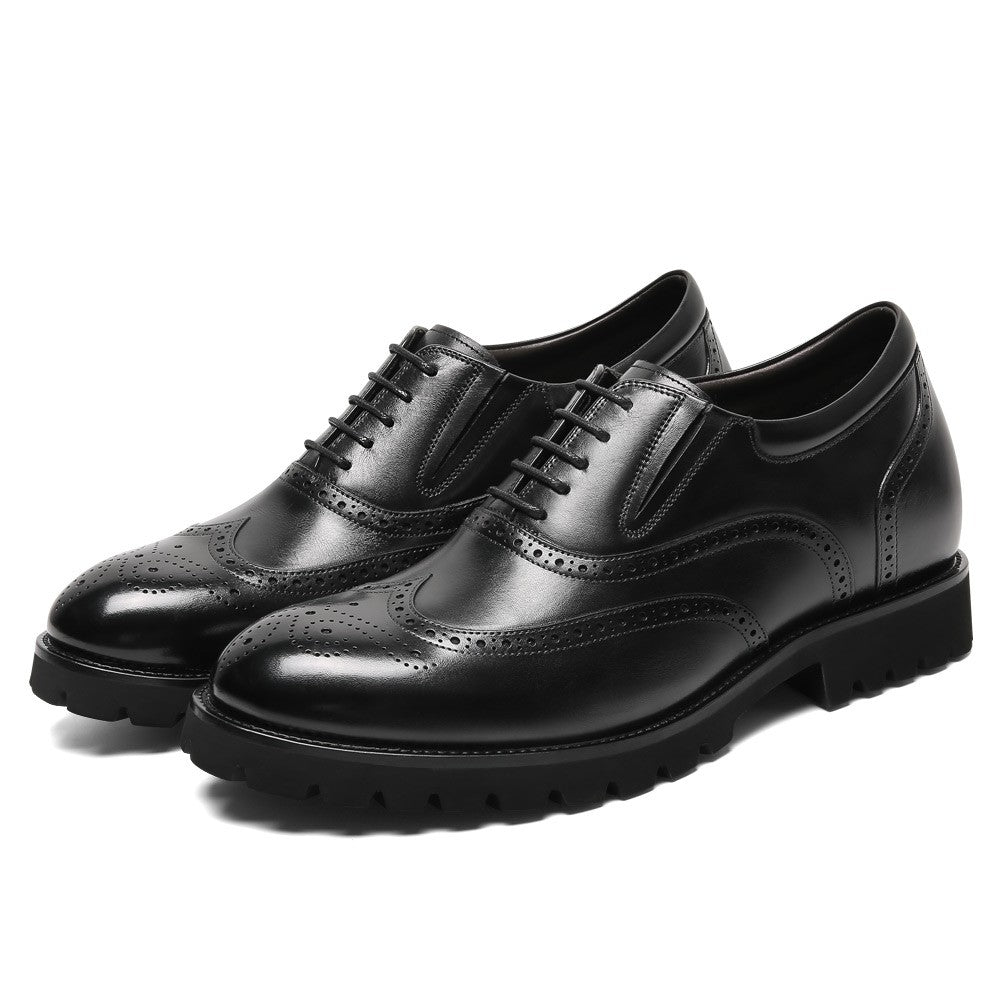 8 CM/3.15 Inches CMR CHAMARIPA Men's Height-Enhancing Black Leather Oxford Shoes