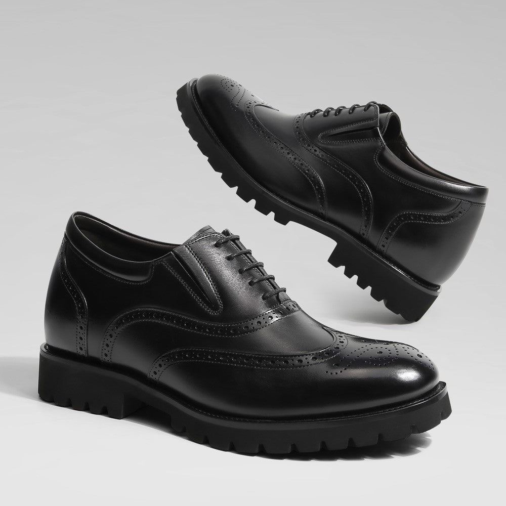 8 CM/3.15 Inches CMR CHAMARIPA Men's Height-Enhancing Black Leather Oxford Shoes