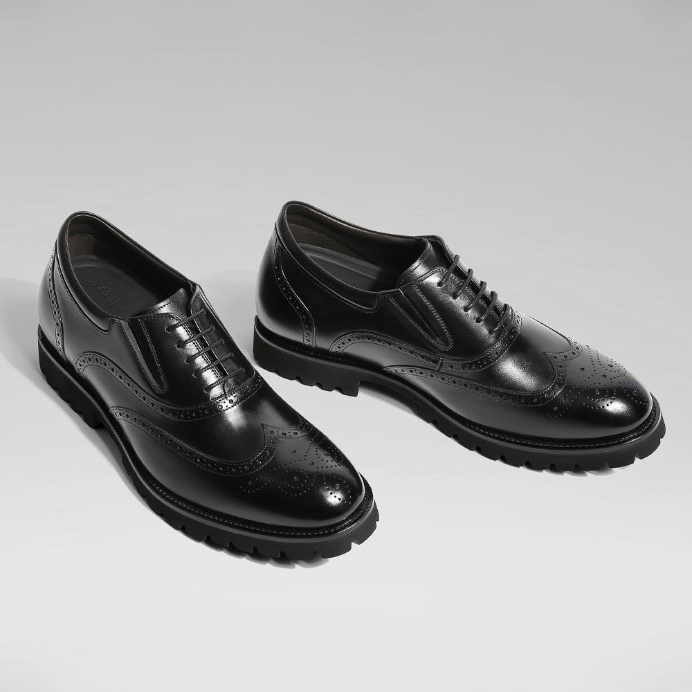8 CM/3.15 Inches CMR CHAMARIPA Men's Height-Enhancing Black Leather Oxford Shoes