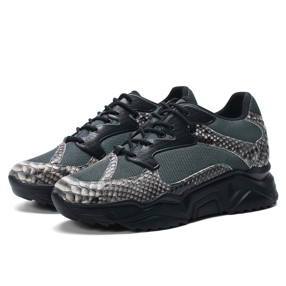 8 CM/3.15 Inches CMR CHAMARIPA Blue Python Leather & Mesh Sneakers