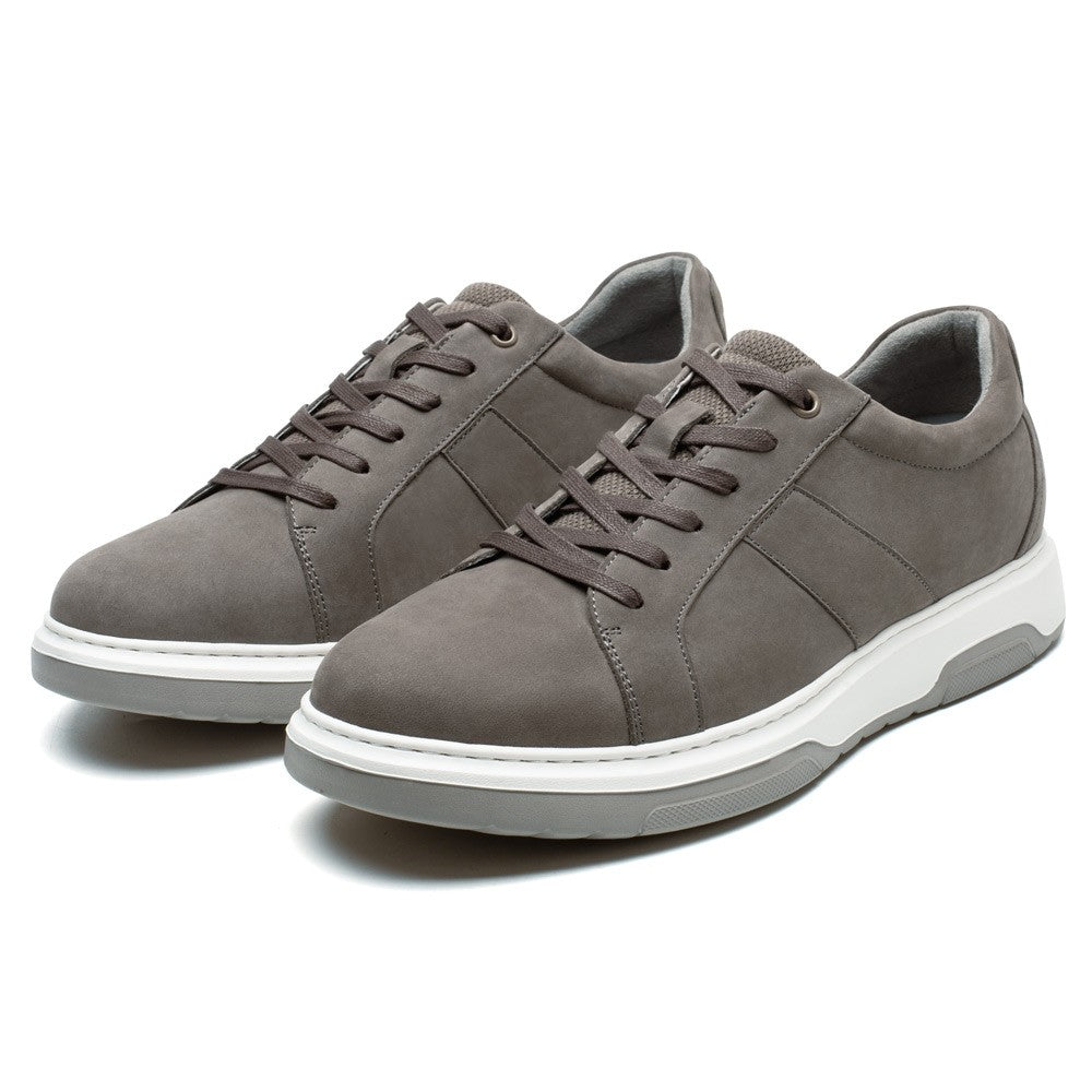7 CM / 2.76 Inches CMR CHAMARIPA Height Increasing Shoes Gray Nubuck Leather Men's Casual Shoes
