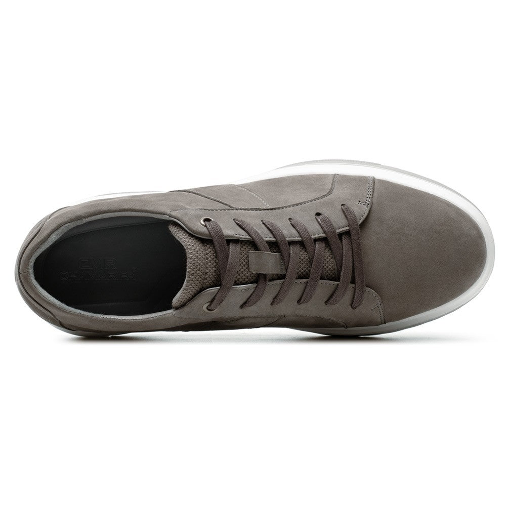 7 CM / 2.76 Inches CMR CHAMARIPA Height Increasing Shoes Gray Nubuck Leather Men's Casual Shoes