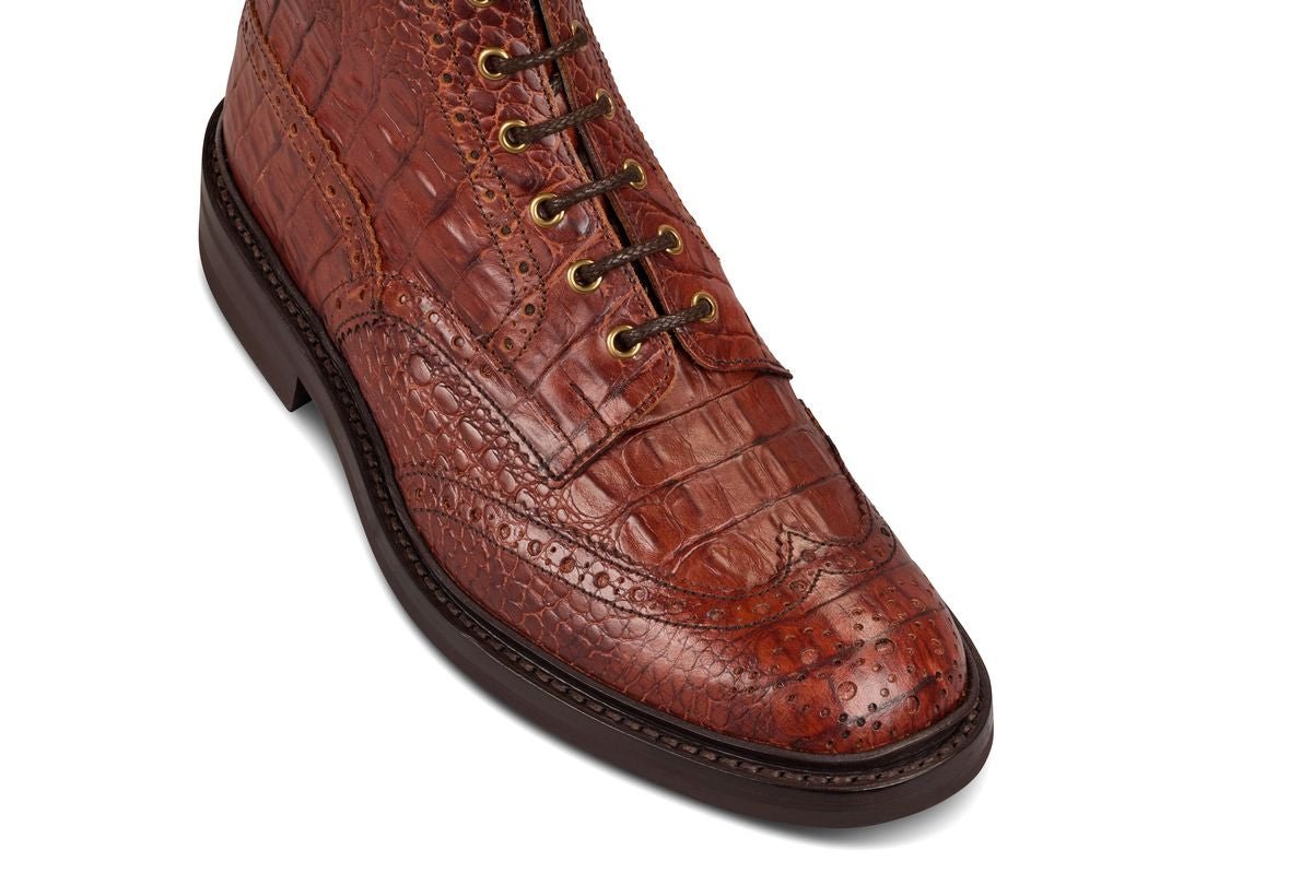 Stow Country Boot - Brown Mock Croc